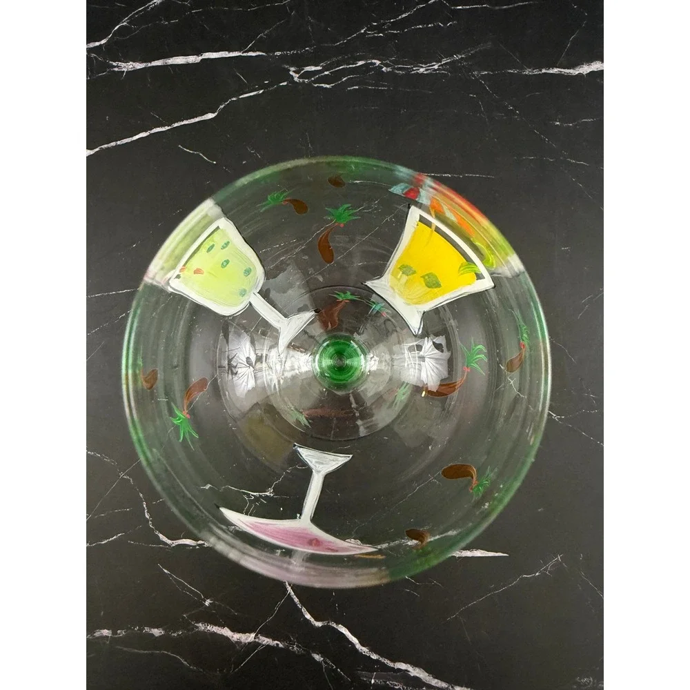 Home Essential and Beyond Hand Painted Tropical Drink 8.25in Wine Glass